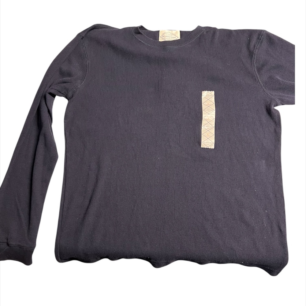 St John's Bay NWT Thermal Henley Navy Blue Mens XL